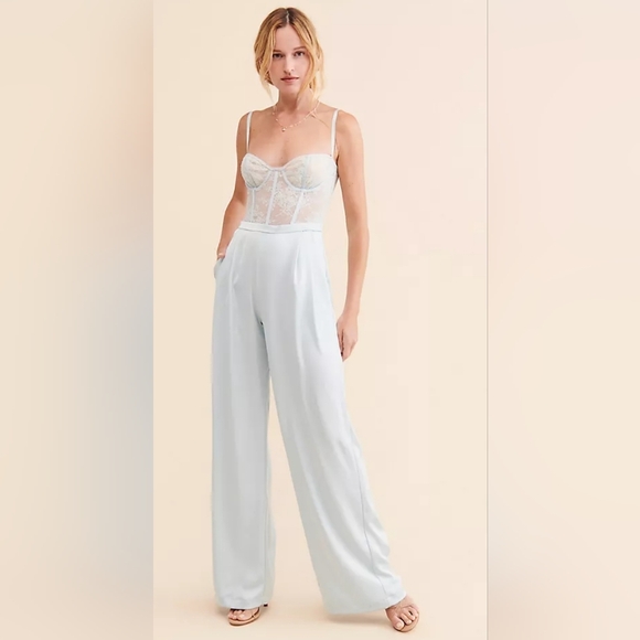 Katie May Pants - Anthropologie Katie May size large light blue Tink Lace Jumpsuit